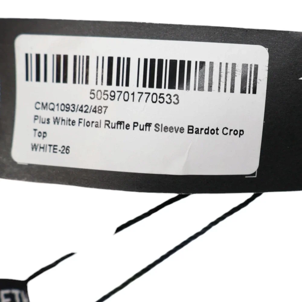 PrettyLittleThing Plus Floral Bardot Crop Top Ruffle Puff Sleeve US 22 NWT - Picture 5 of 6